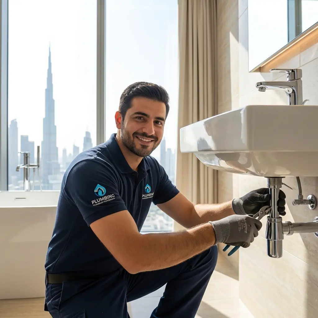 Plumbing Services in Dubai-worker-performing-fixing